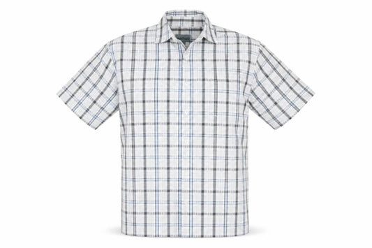 Hawkshead Men's Blue Check Short Sleeve Button-Up Shirt Size L