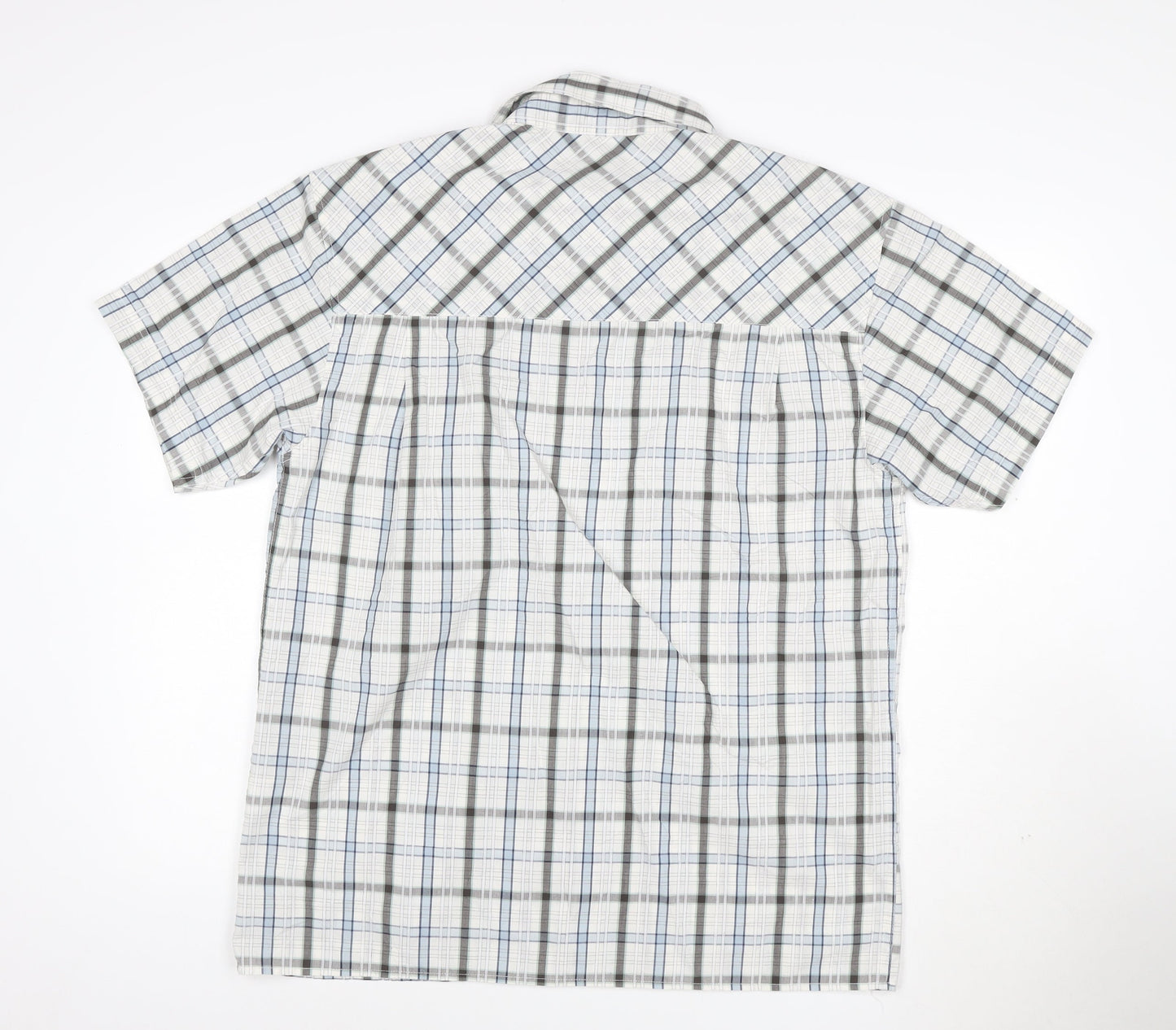 Hawkshead Men's Blue Check Short Sleeve Button-Up Shirt Size L