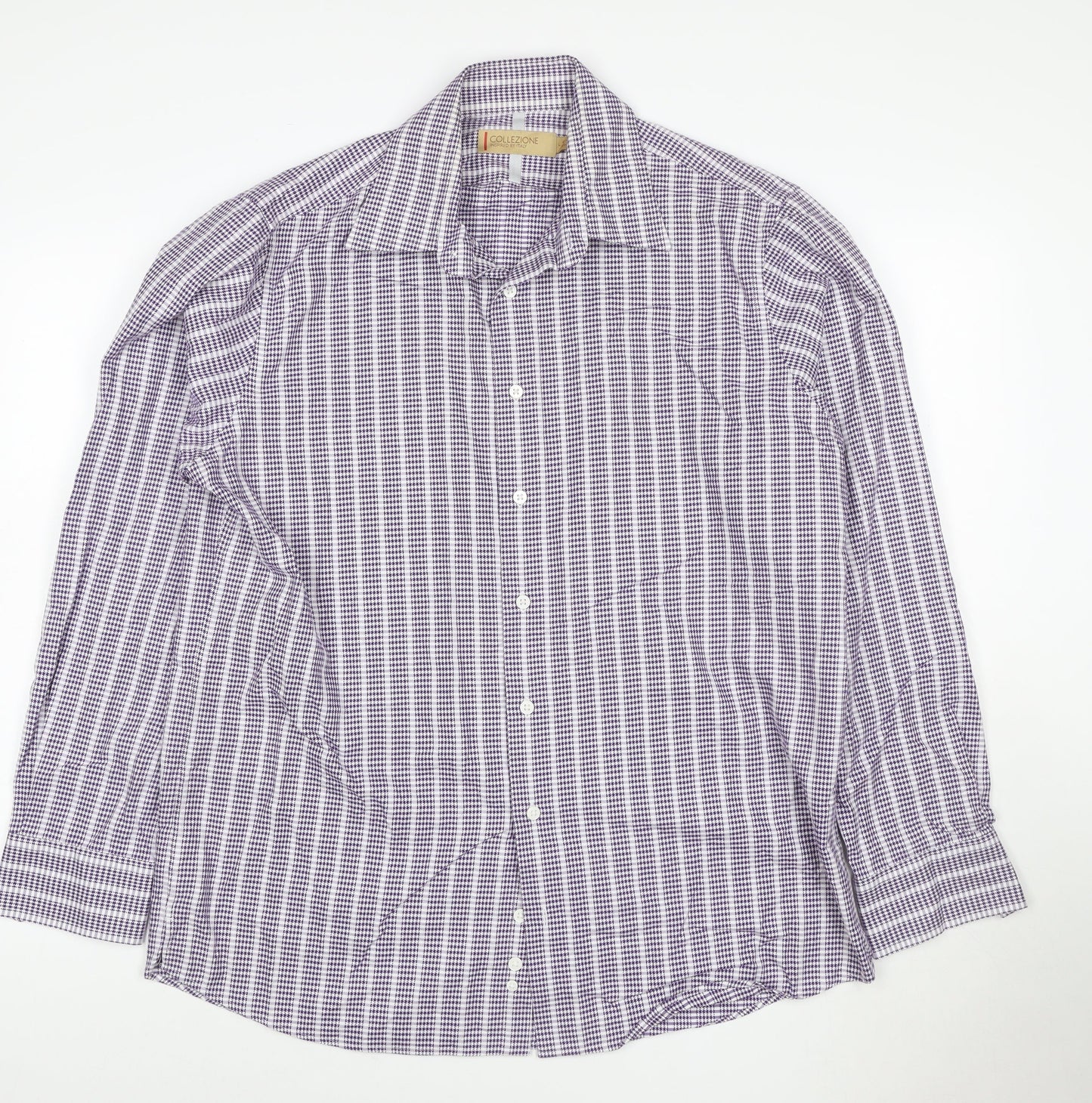 Marks and Spencer Collezione Men's Purple Checked Long Sleeve Shirt Size L