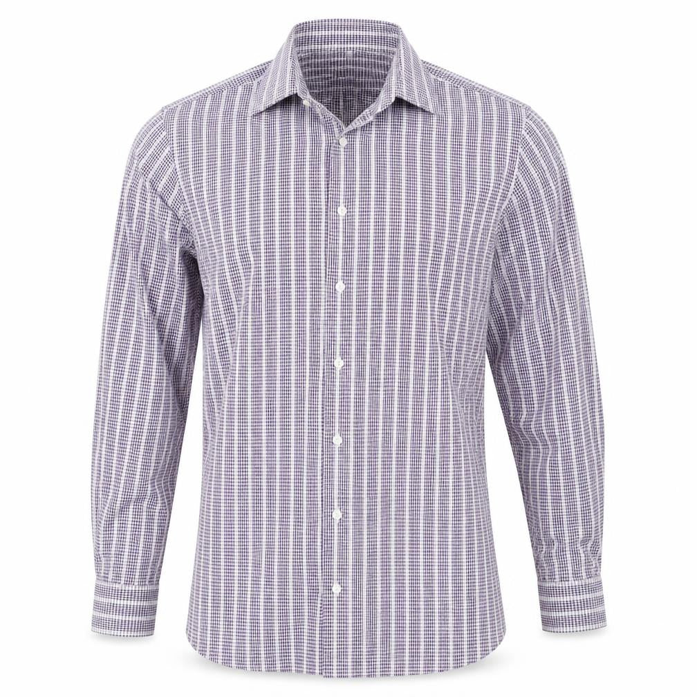 Marks & Spencer Collezione Men's Purple Checked Long Sleeve Shirt Size L