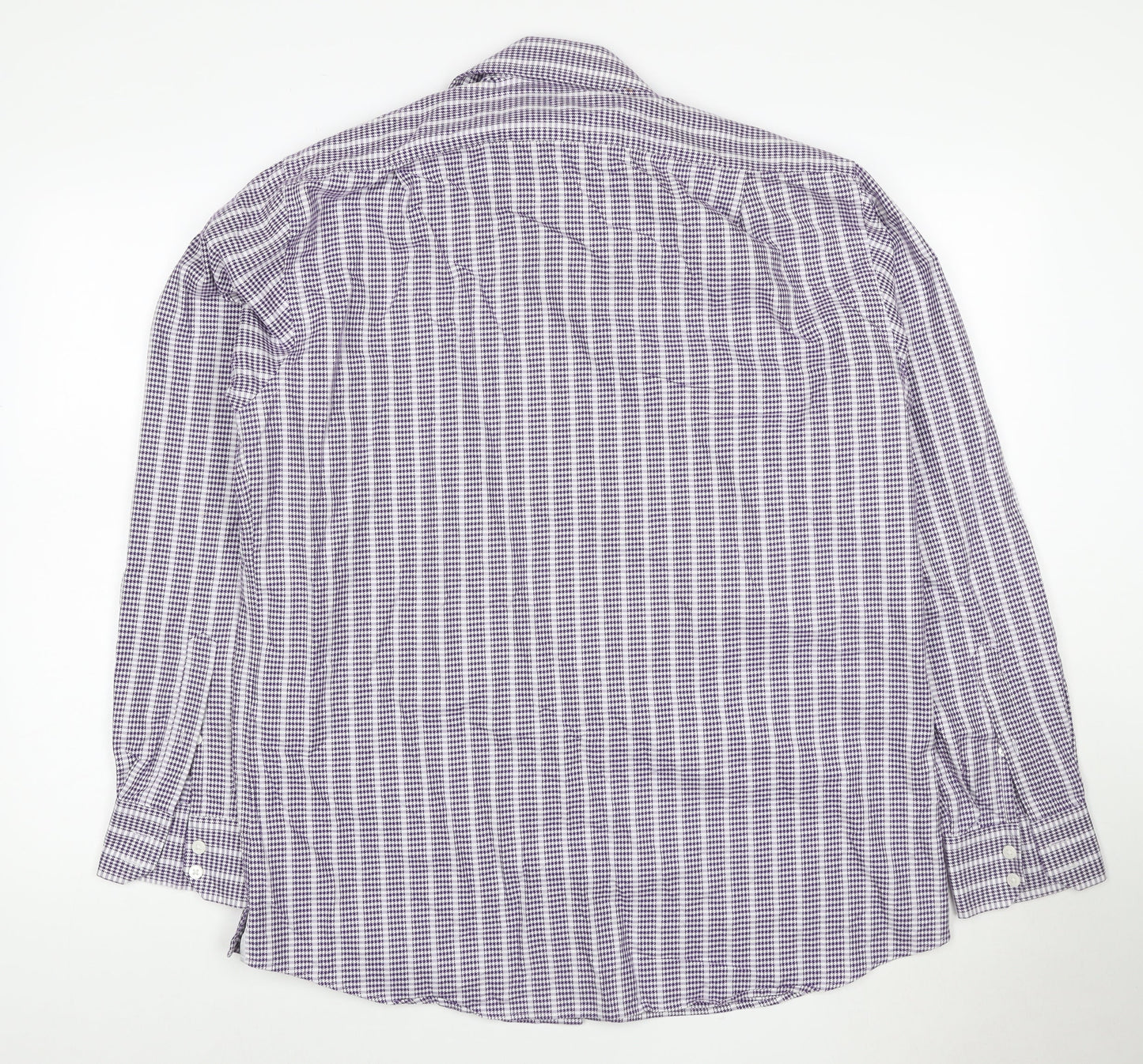 Marks and Spencer Collezione Men's Purple Checked Long Sleeve Shirt Size L
