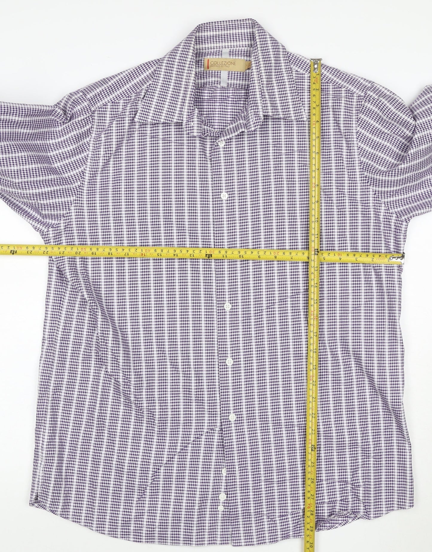Marks and Spencer Collezione Men's Purple Checked Long Sleeve Shirt Size L