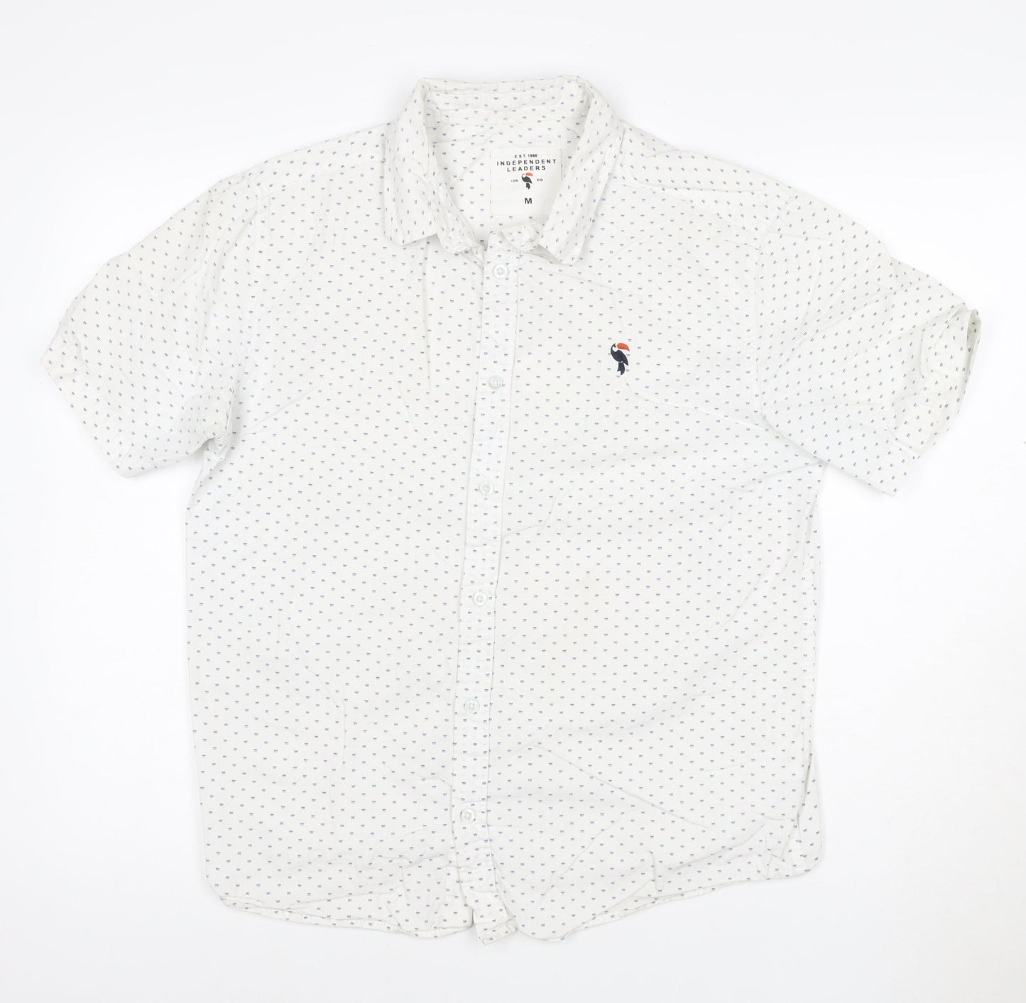 Independent Leaders Men's White M Short Sleeve Cotton Button-Up Shirt