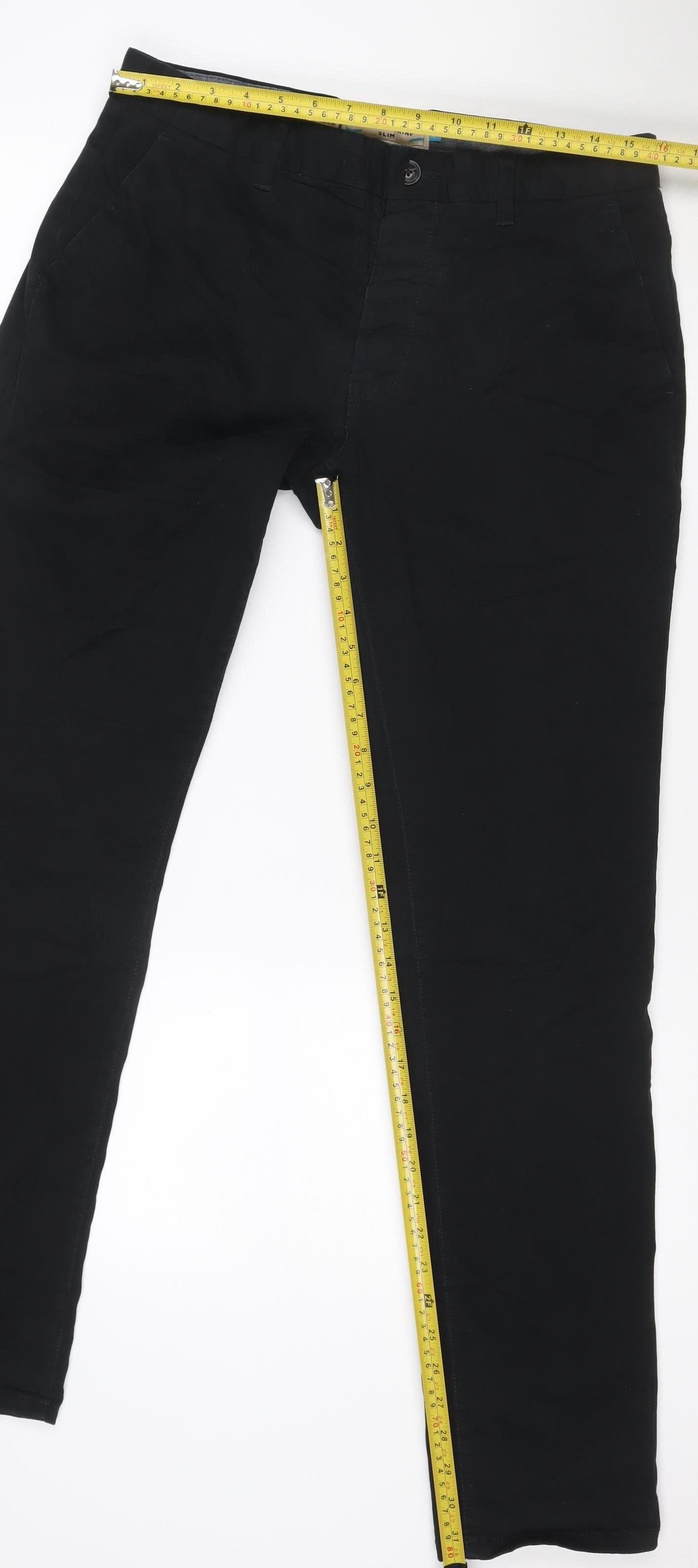 Next Men's Black Slim Fit Chino Trousers Size 32 Regular