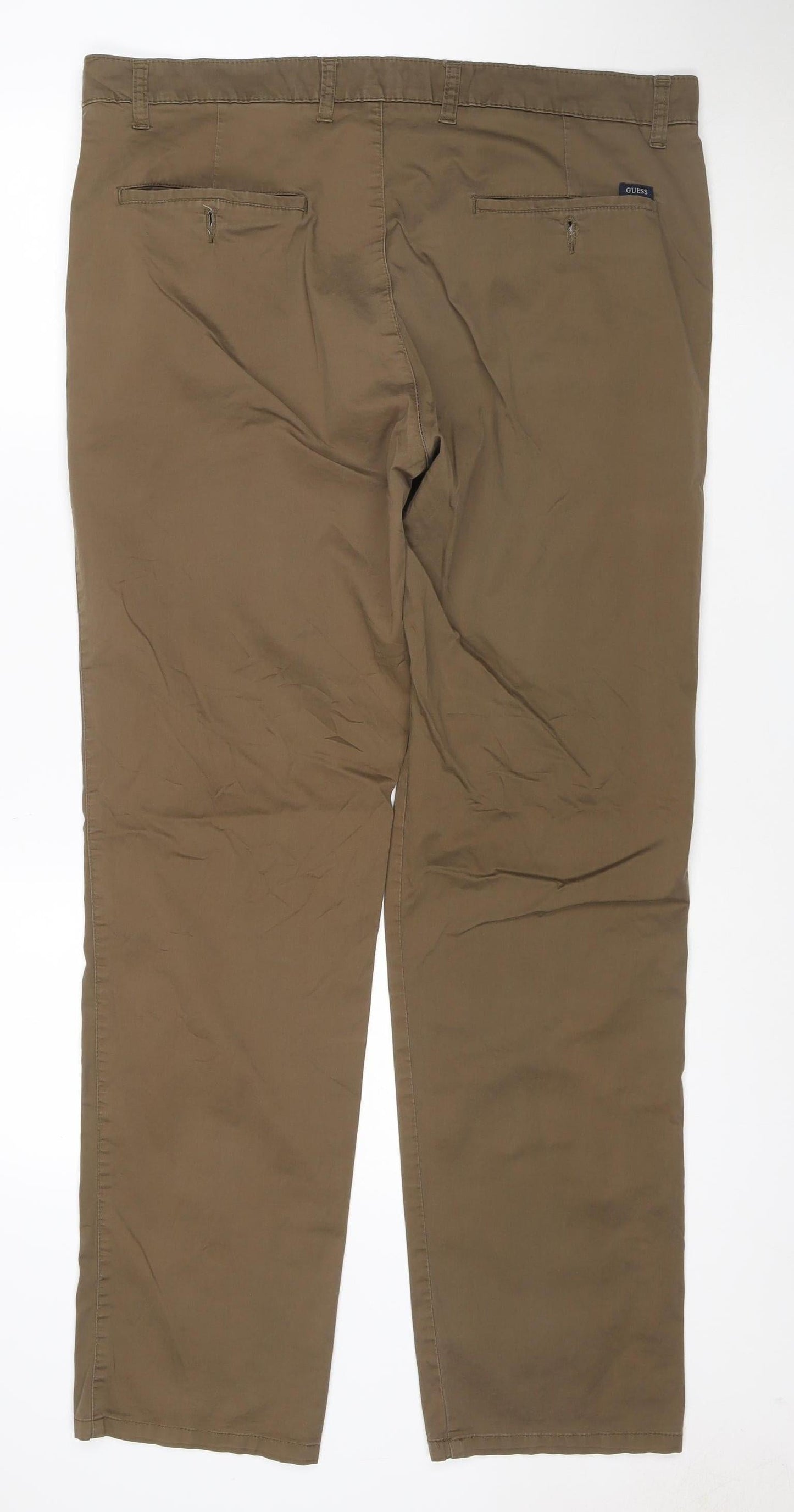 GUESS Men's Brown Chino Trousers Size L 40 Regular Fit