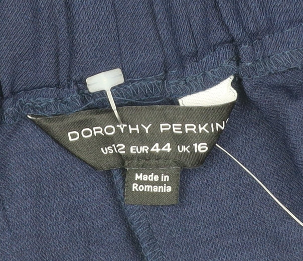 Dorothy Perkins Women's Blue Relaxed Viscose Trousers UK 16
