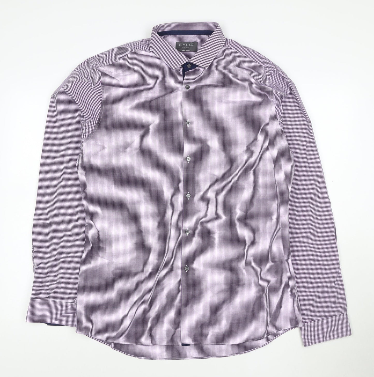 Marks and Spencer Men Purple Check Extra-Slim Fit Long Sleeve Shirt 16.5in