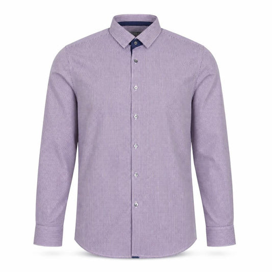 Marks & Spencer Men Purple Check Extra-Slim Fit Long Sleeve Shirt 16.5in