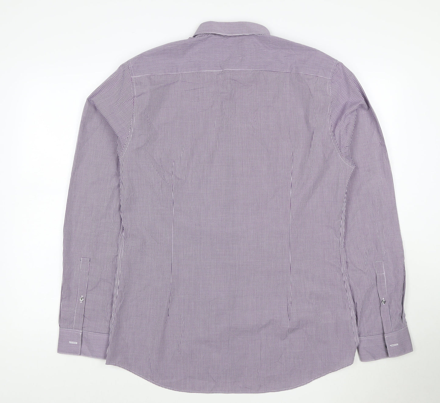 Marks and Spencer Men Purple Check Extra-Slim Fit Long Sleeve Shirt 16.5in