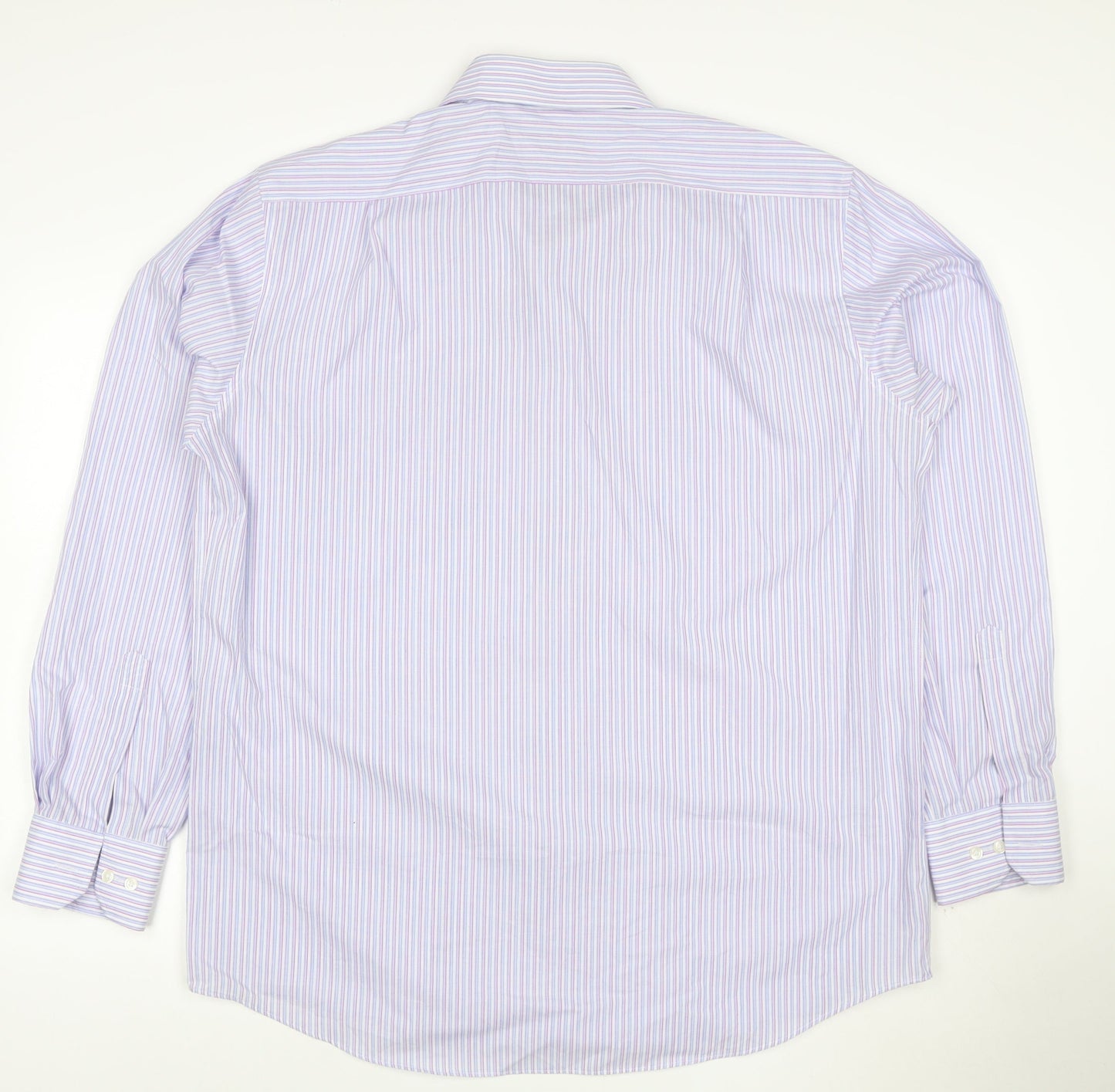Marks and Spencer Men's Multicoloured Stripe Regular Fit Long Sleeve Shirt Size 17