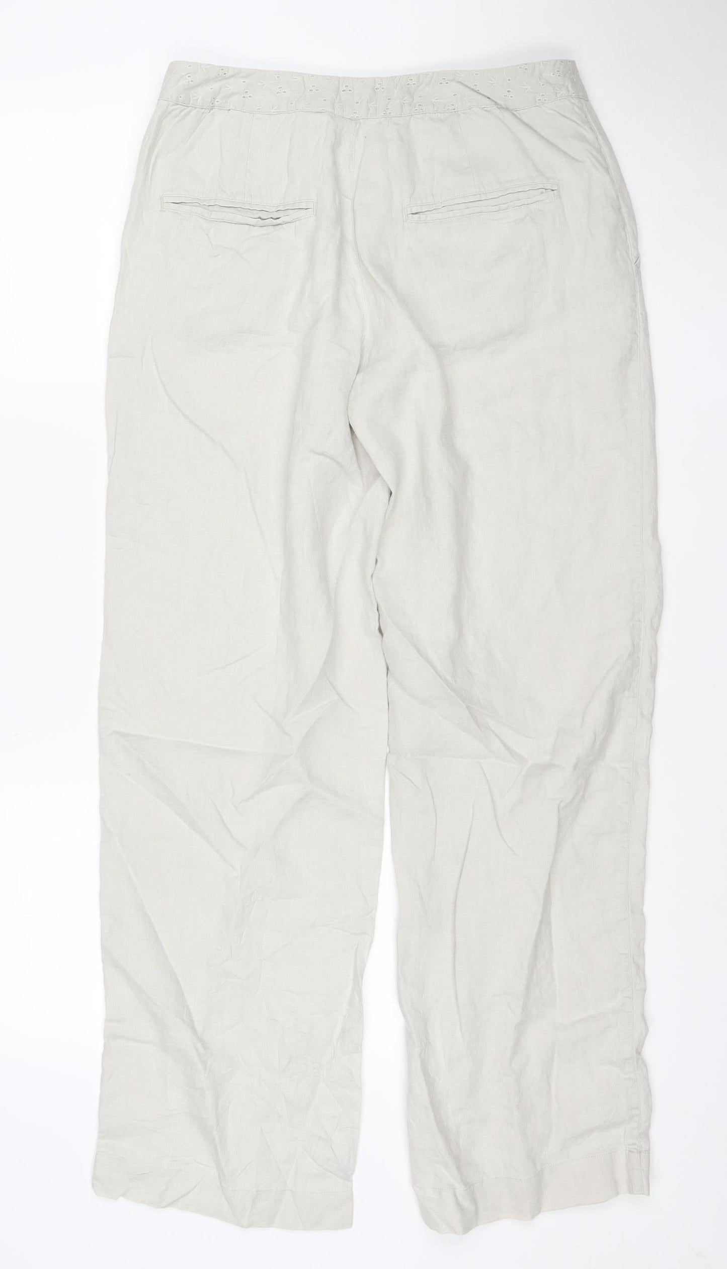 Noa Noa Women's Beige Linen Cotton Chino Trousers L