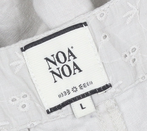 Noa Noa Women's Beige Linen Cotton Chino Trousers L