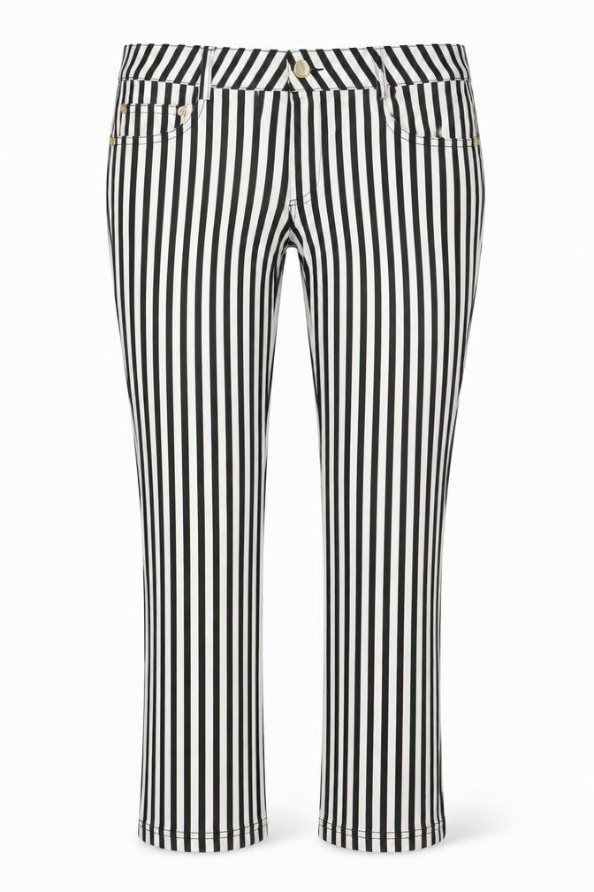 SO SWEET Women's Black White Striped Skinny Jeans XL Stretch Denim