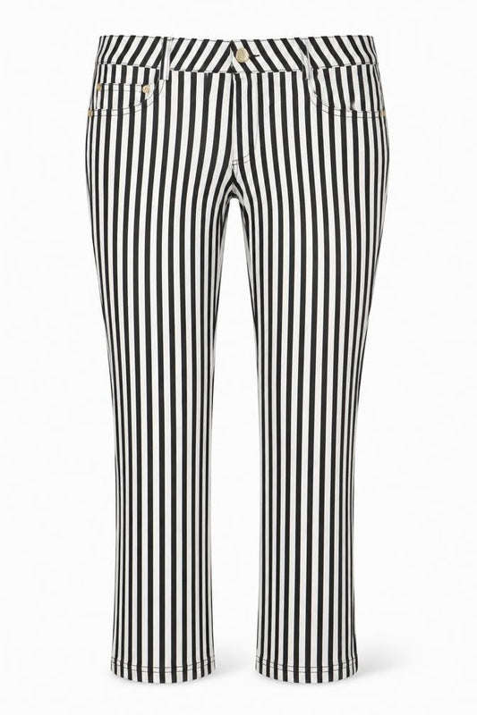 SO SWEET Women's Black White Striped Skinny Jeans XL Stretch Denim