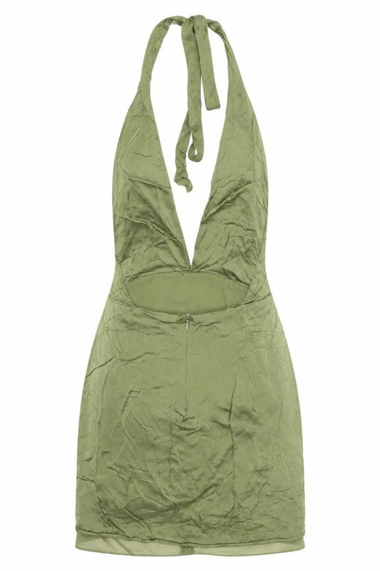 Zara Women’s Green Halter Neck Short Slip Dress Size 8