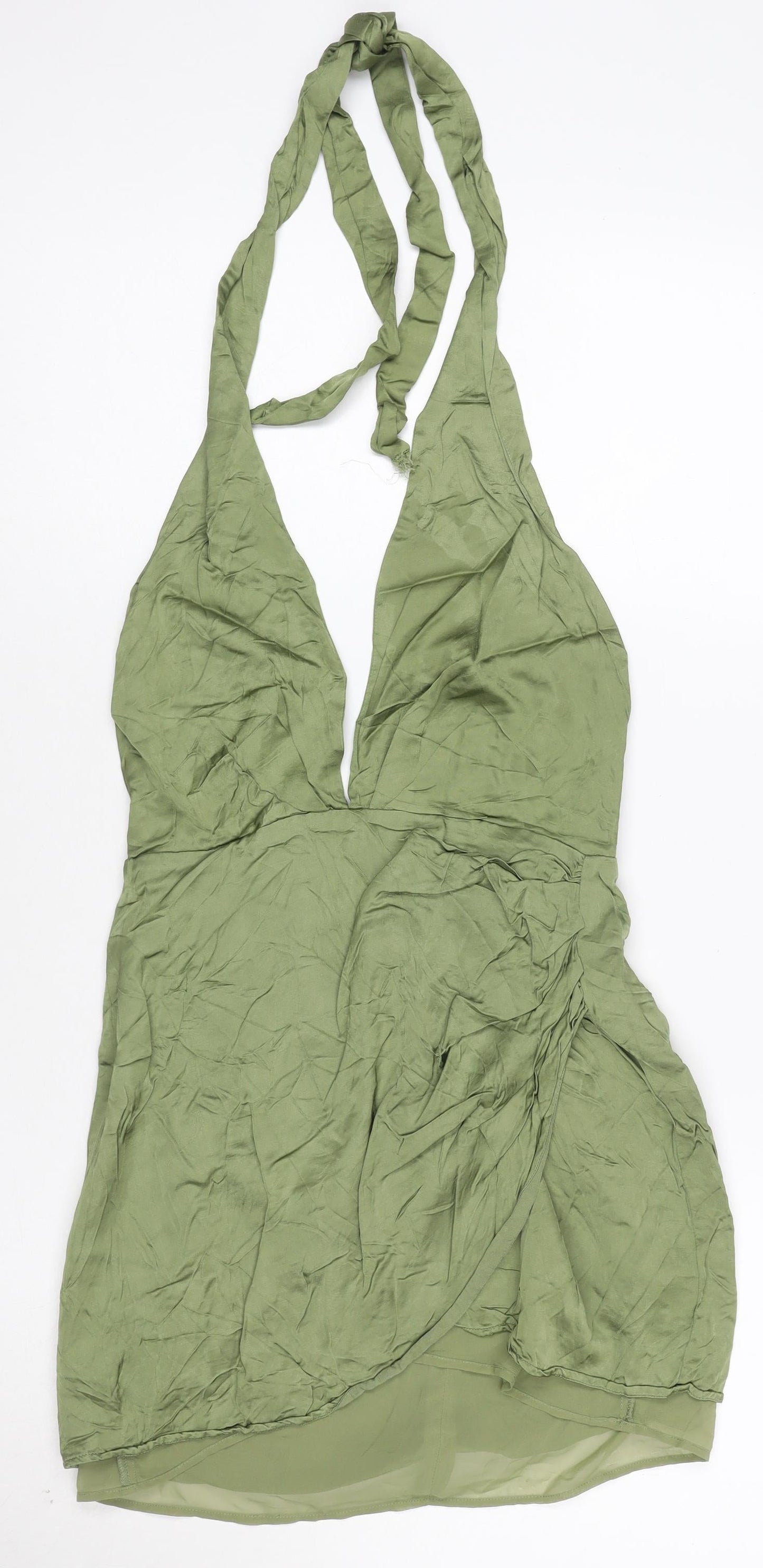 Zara Women’s Green Halter Neck Short Slip Dress Size 8