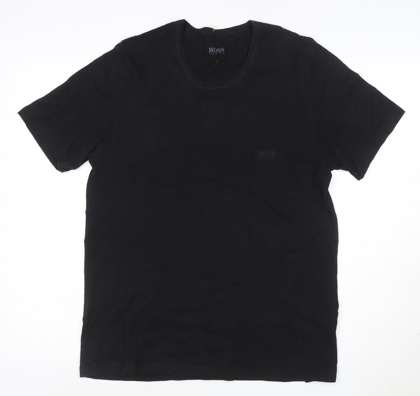 Hugo Boss Men's Black Cotton Crew Neck Short Sleeve T-Shirt L