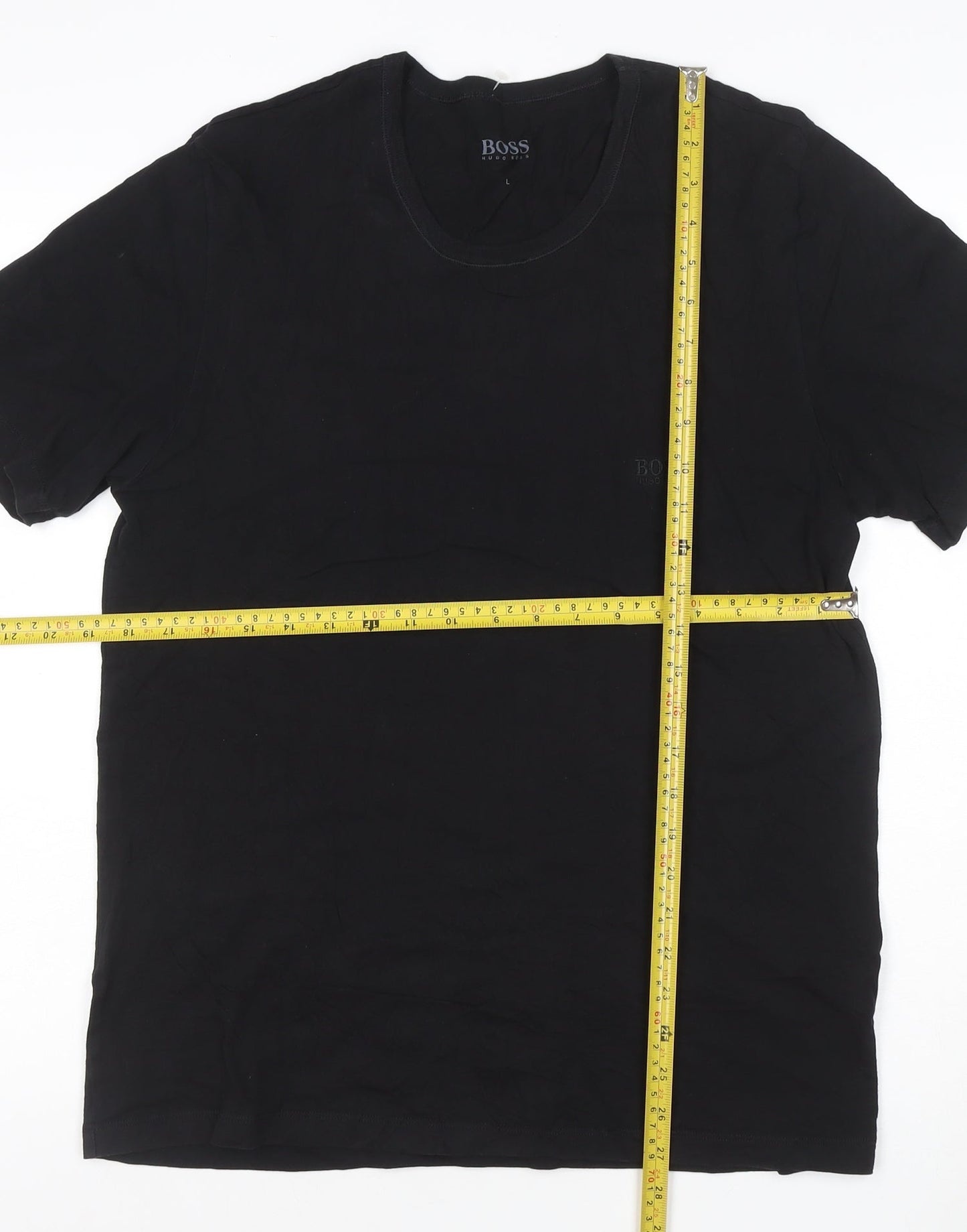 Hugo Boss Men's Black Cotton Crew Neck Short Sleeve T-Shirt L