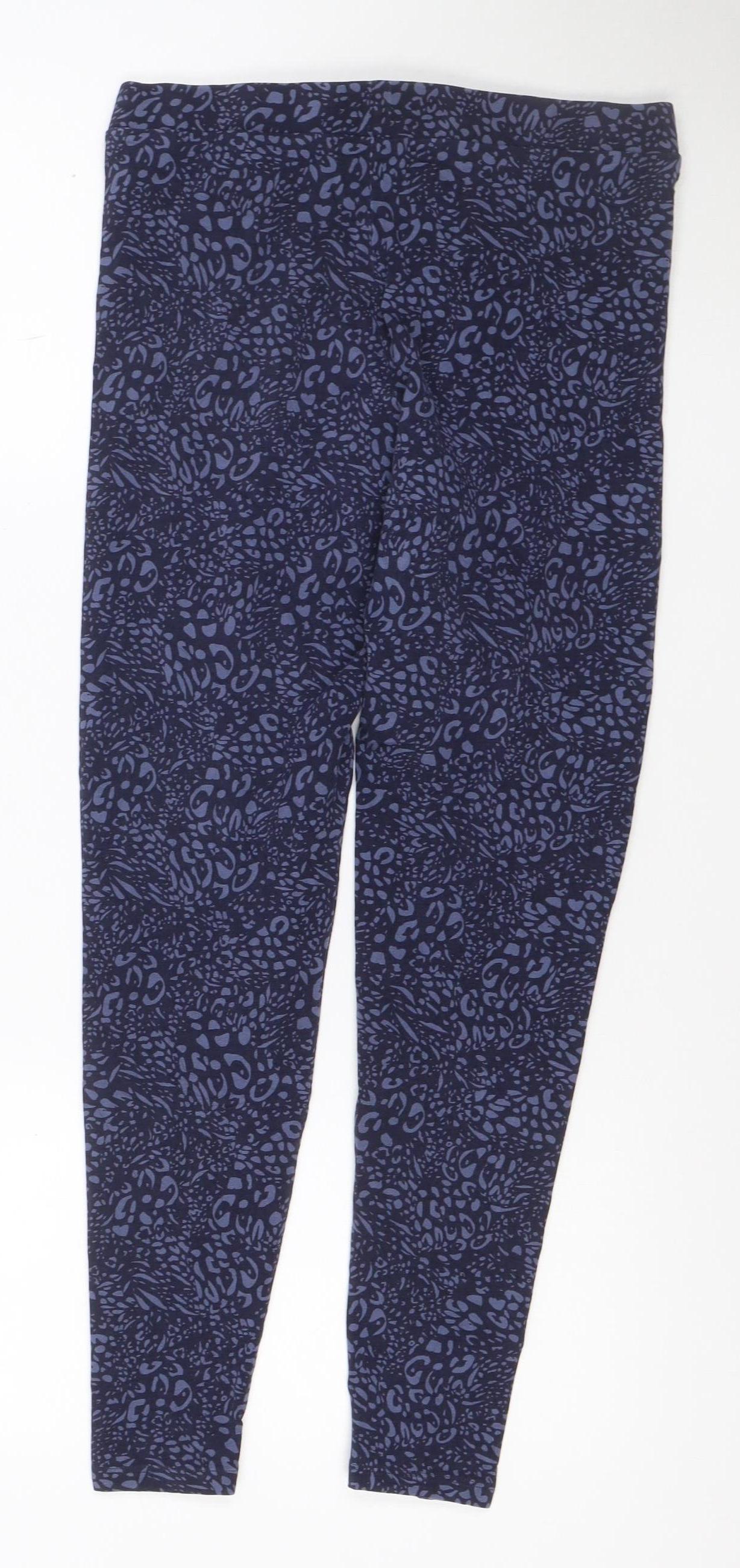 Marks and Spencer Women Blue Animal Print Cotton Leggings Size 10