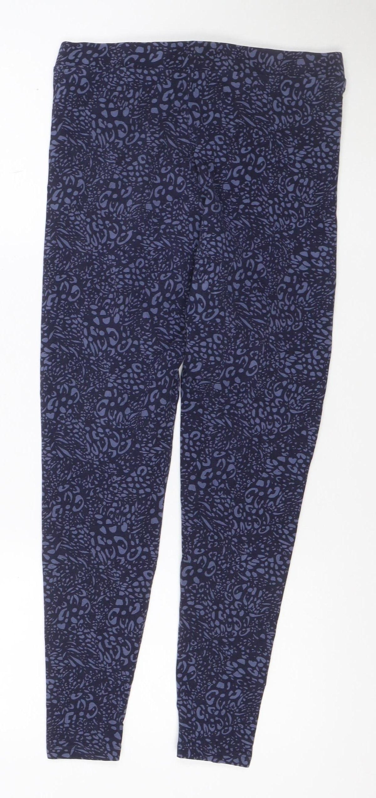 Marks & Spencer Women Blue Animal Print Cotton Leggings Size 10