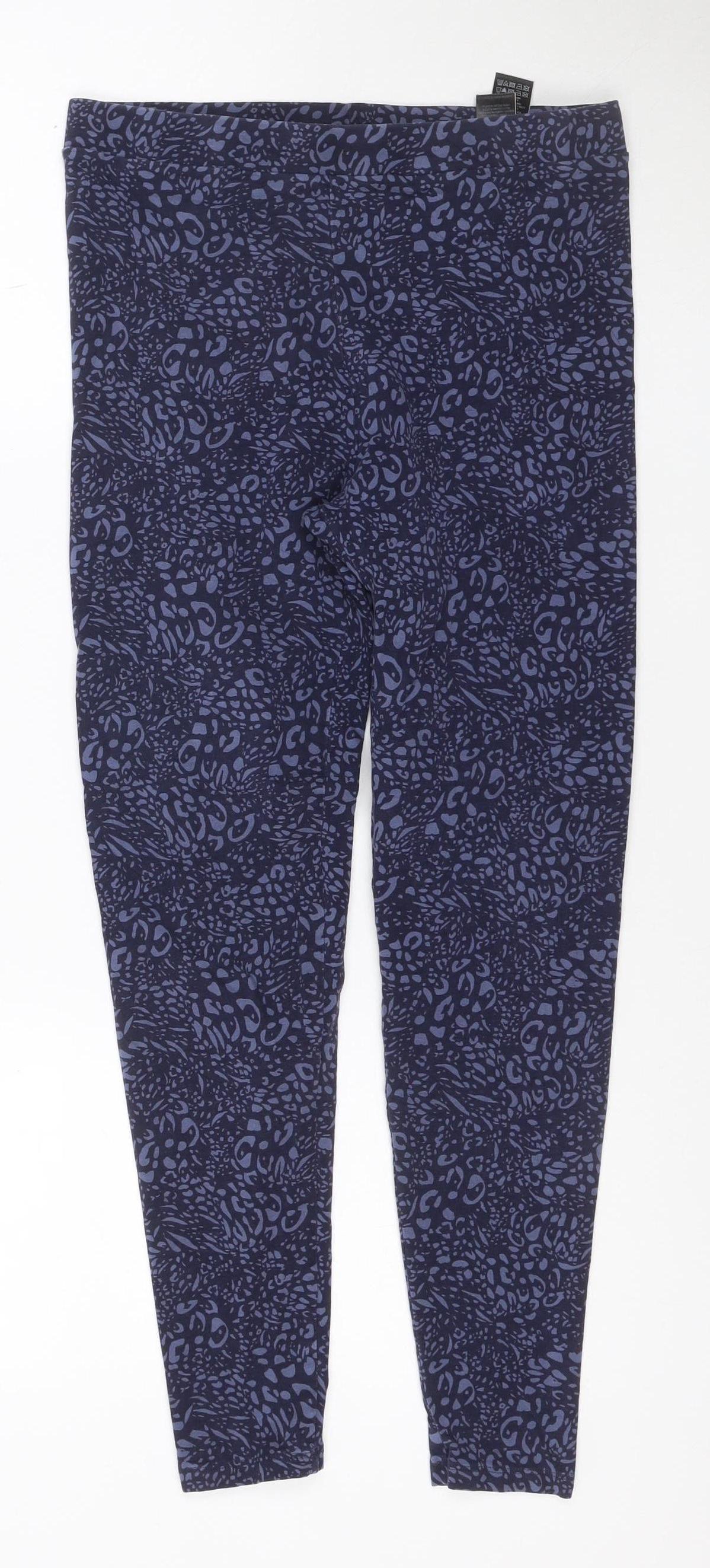 Marks and Spencer Women Blue Animal Print Cotton Leggings Size 10