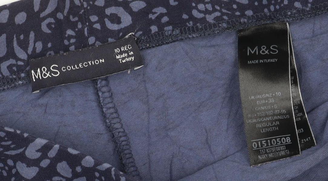 Marks and Spencer Women Blue Animal Print Cotton Leggings Size 10