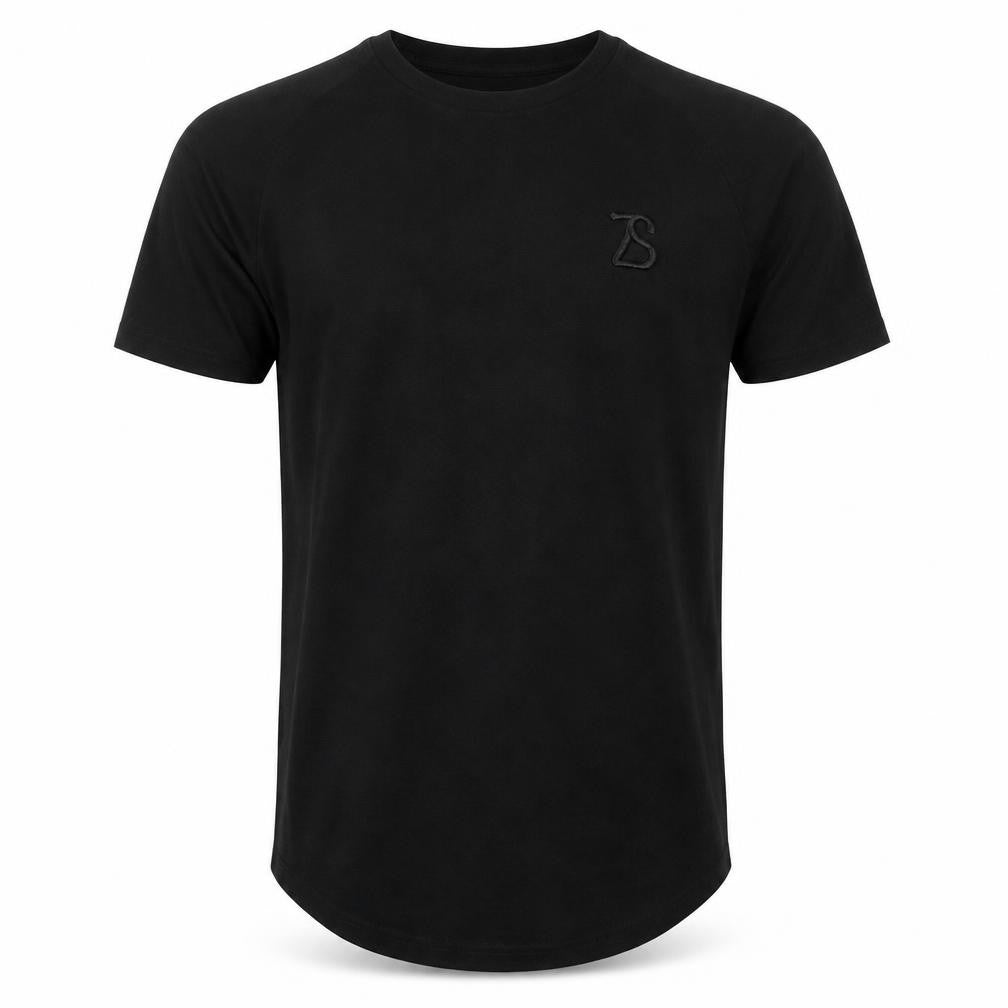 ZEROSEVEN Men Black Cotton Crew Neck Short Sleeve T-Shirt M