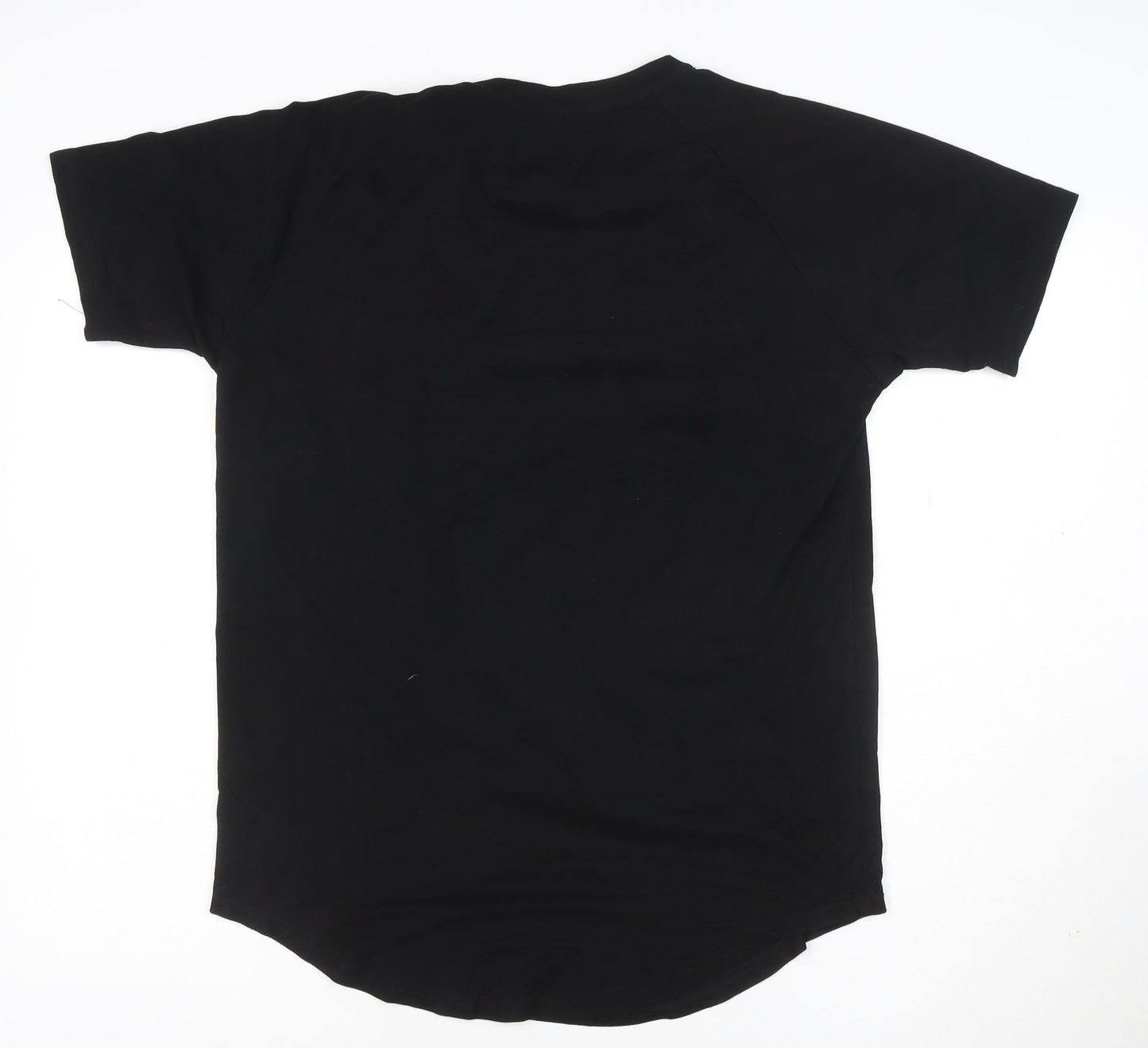 ZEROSEVEN Men Black Cotton Crew Neck Short Sleeve T-Shirt M