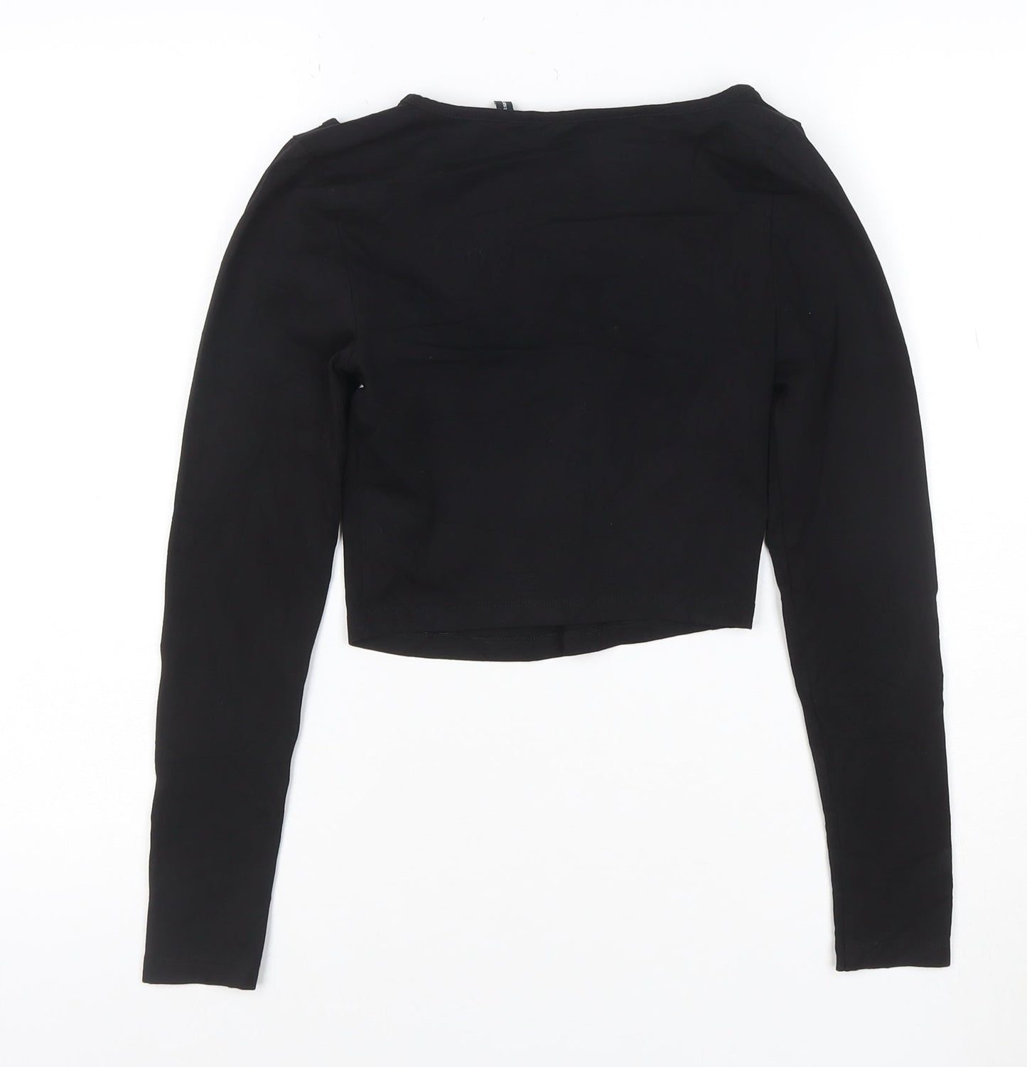 ASOS Design Women's Black Cropped Long Sleeve Jersey Top Size 8