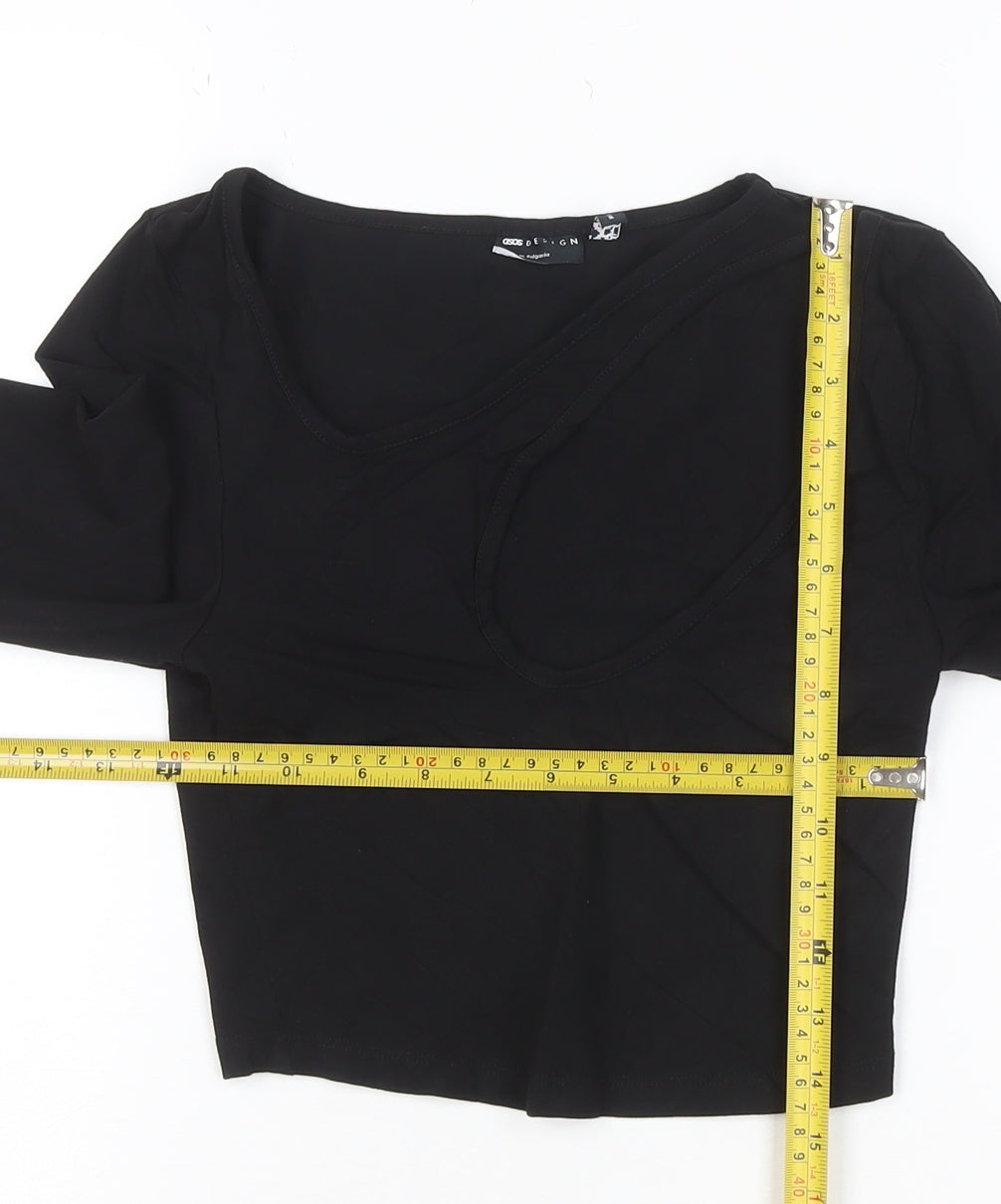 ASOS Design Women's Black Cropped Long Sleeve Jersey Top Size 8
