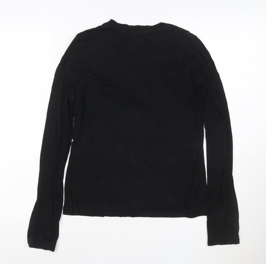 Whistles Women's Black Long Sleeve Viscose Stretch Top Size 10