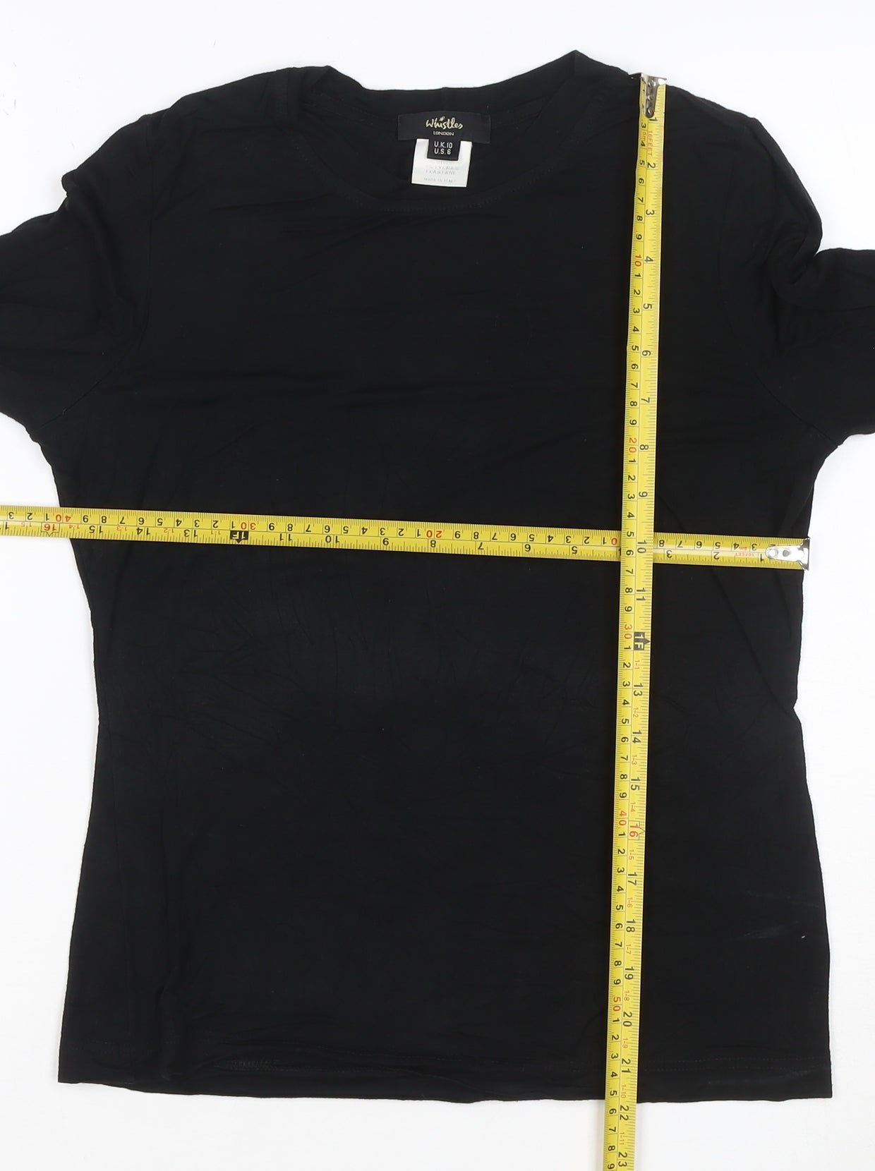 Whistles Women's Black Long Sleeve Viscose Stretch Top Size 10
