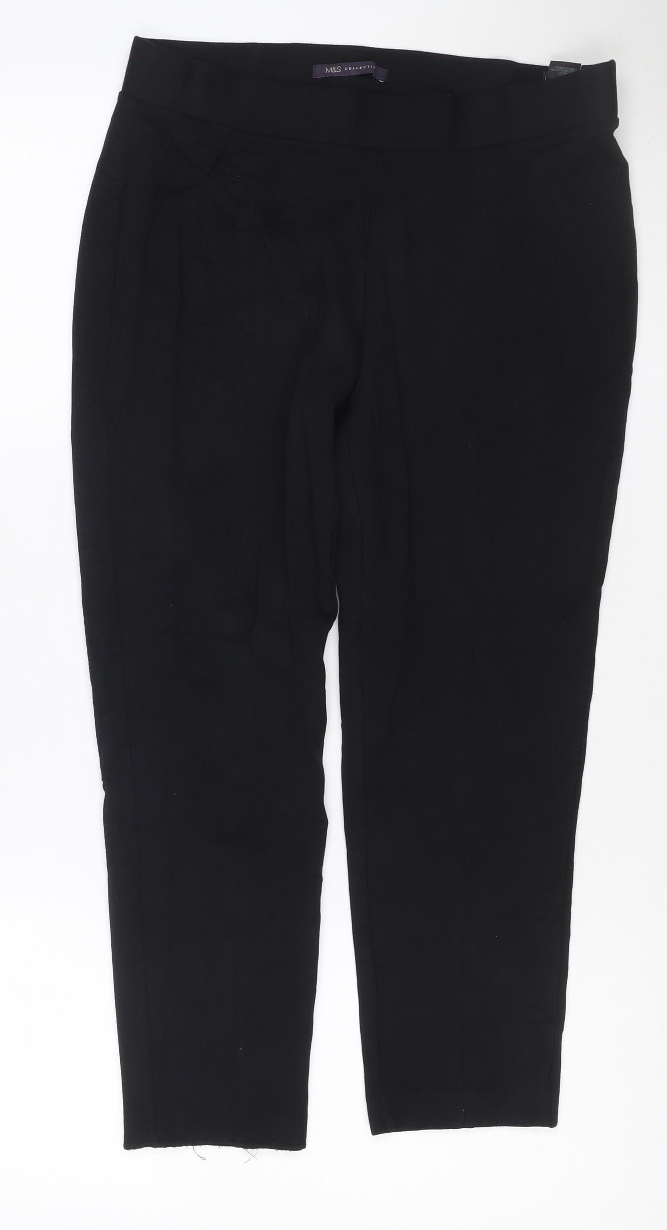 Marks and Spencer Women Black Size 14 Short Straight Trousers