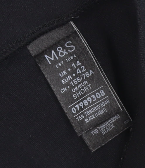 Marks and Spencer Women Black Size 14 Short Straight Trousers