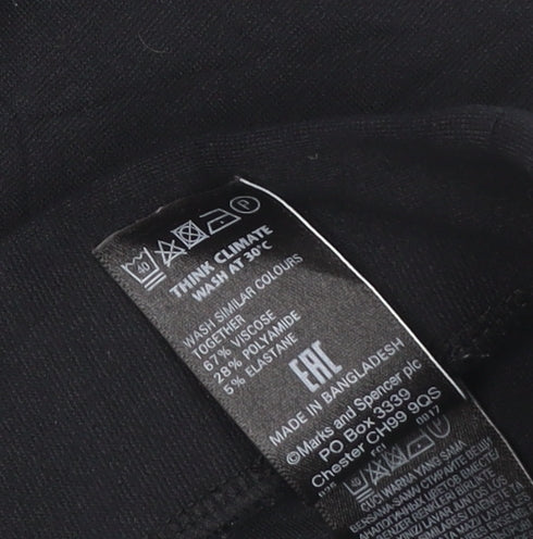 Marks and Spencer Women Black Size 14 Short Straight Trousers