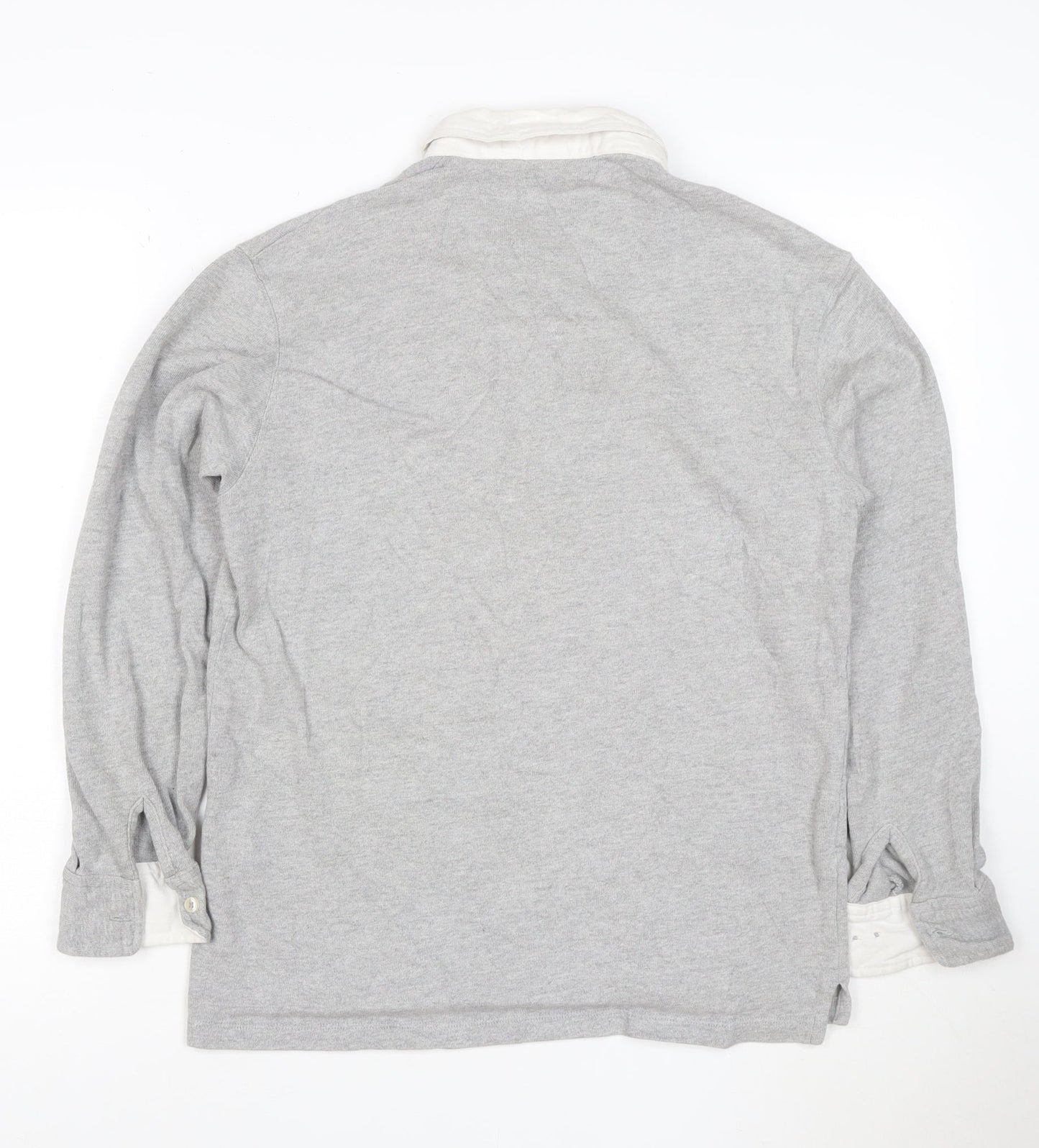 Zara Men’s Grey Long Sleeve Cotton Polo Shirt Size S