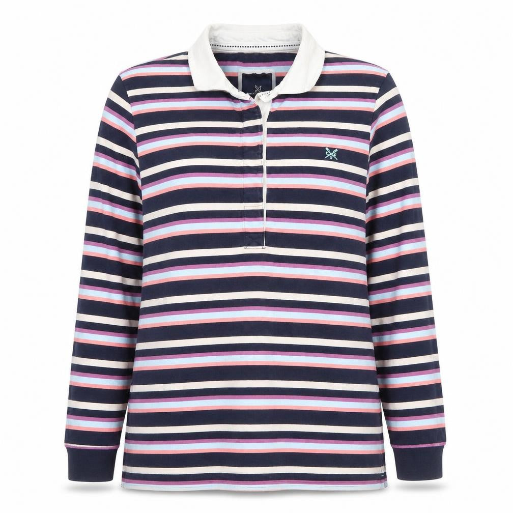 Crew Clothing Women's Multicoloured Striped Cotton Polo Top Size 18