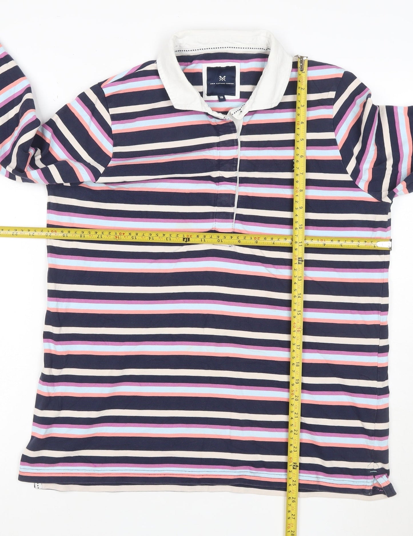 Crew Clothing Company Women's Multicoloured Striped Cotton Polo Top Size 18
