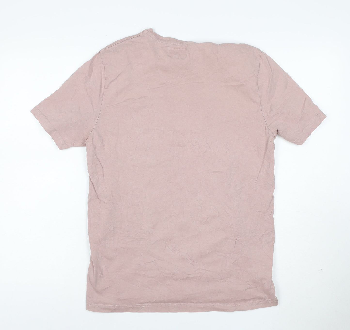 Moss 1851 Men's Pink Slim Fit Cotton Crew Neck Short Sleeve T-Shirt M