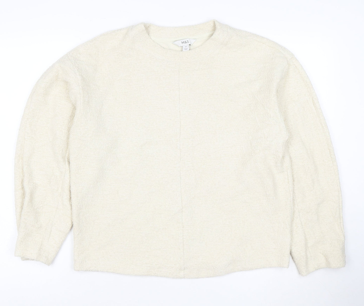 Marks and Spencer Women Beige XS Pullover Sweatshirt Crew Neck Fleece
