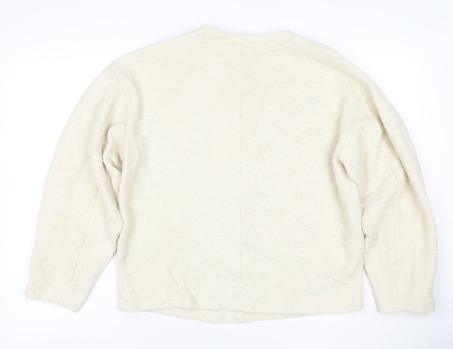 Marks and Spencer Women Beige XS Pullover Sweatshirt Crew Neck Fleece
