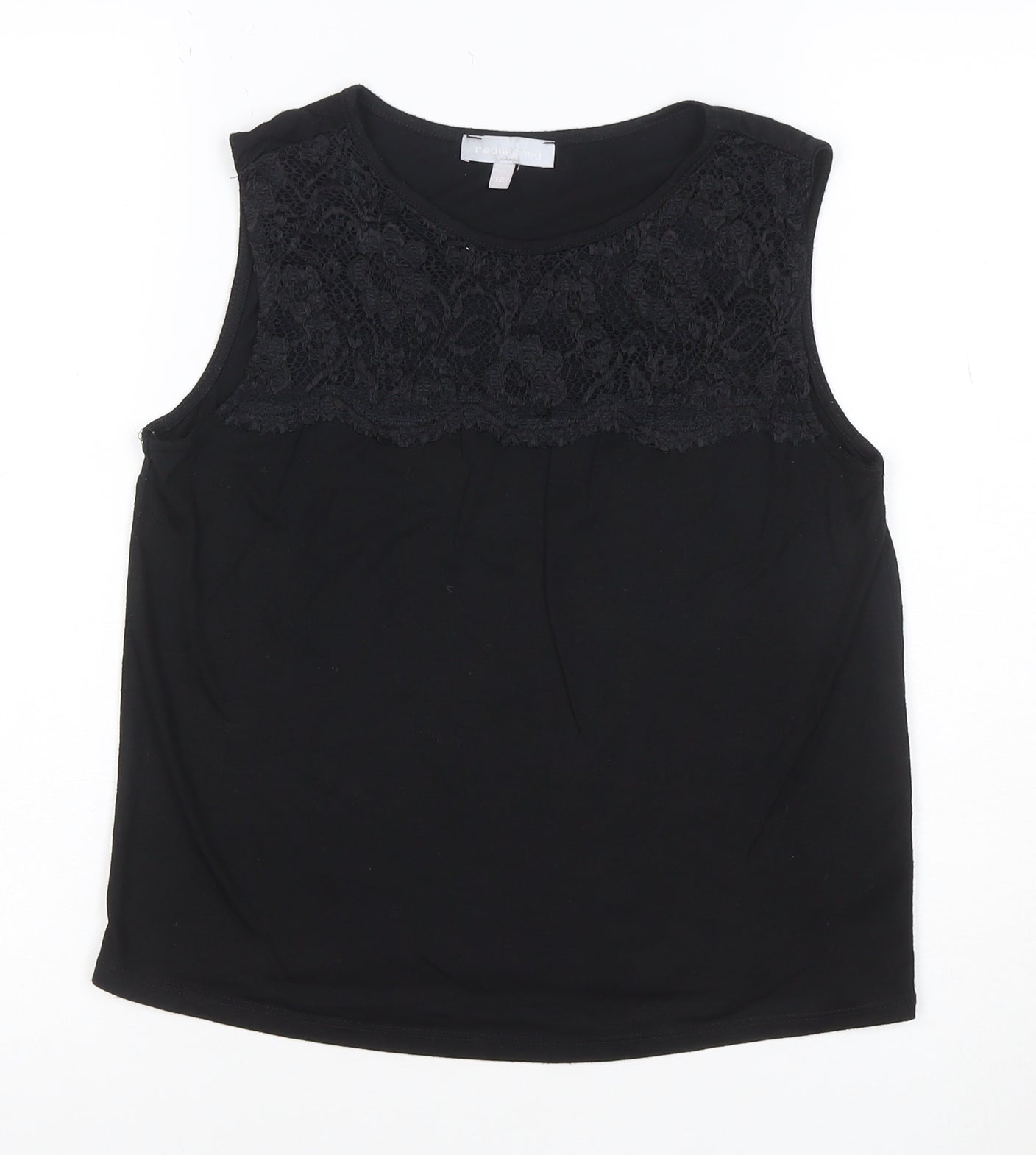 Red Herring Women’s Black Lace Panel Sleeveless Tank Top Size 12