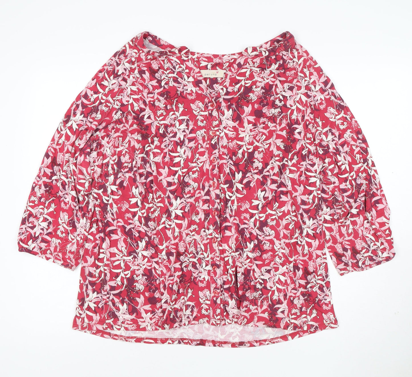 Marks and Spencer Per Una Red Floral Cotton Blouse Women’s Size 20