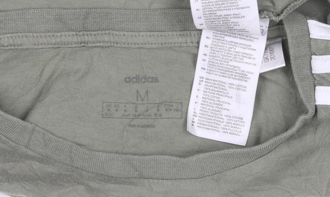 adidas Womens Green Cropped T-Shirt M Relaxed Fit Short Sleeve