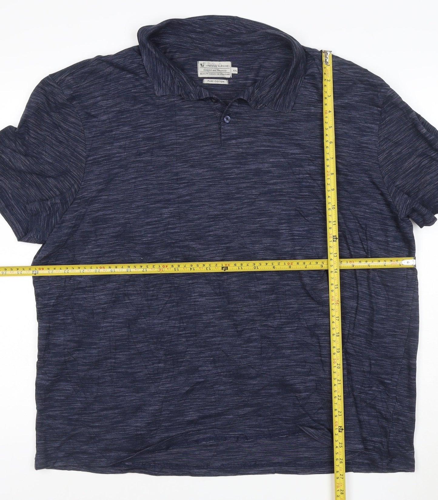 Tu Mens Navy Blue XXL Cotton Short Sleeve Polo Shirt