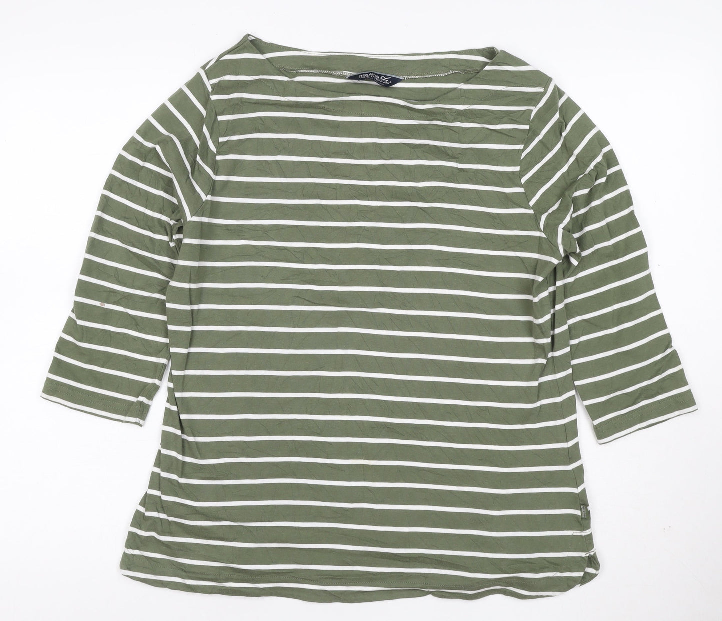 Regatta Women’s Green Striped 3/4 Sleeve Cotton T-Shirt L