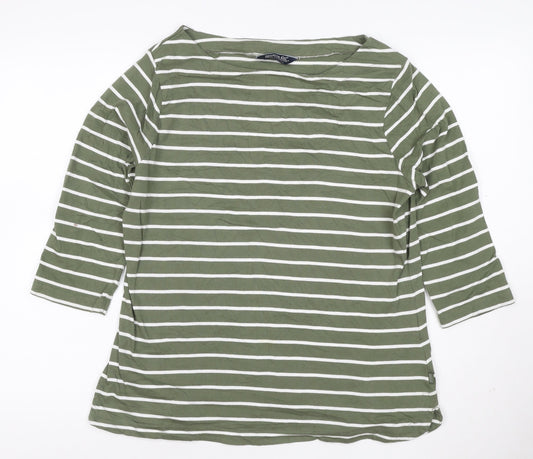 Regatta Women’s Green Striped 3/4 Sleeve Cotton T-Shirt L