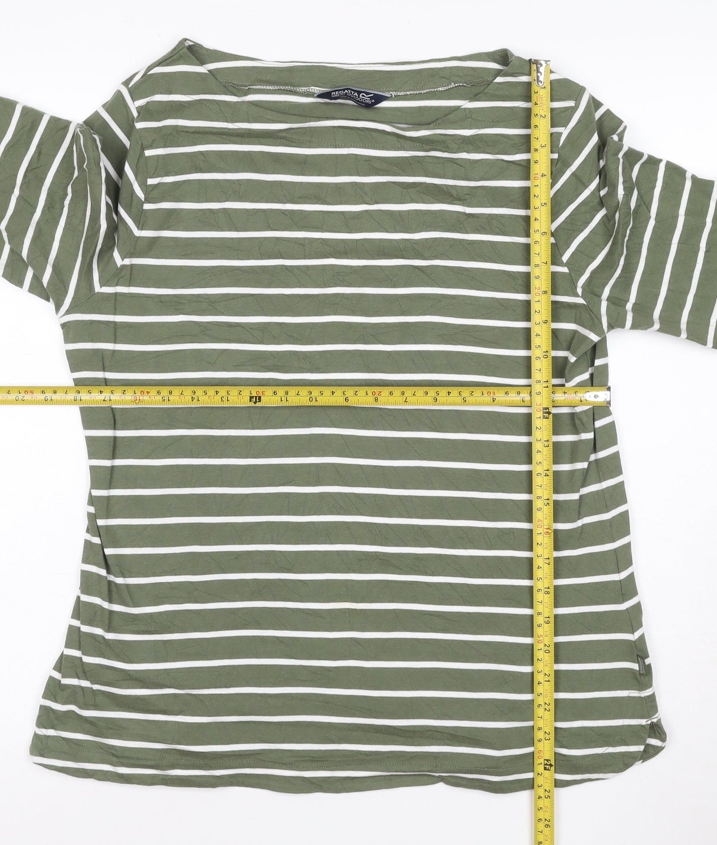 Regatta Women’s Green Striped 3/4 Sleeve Cotton T-Shirt L