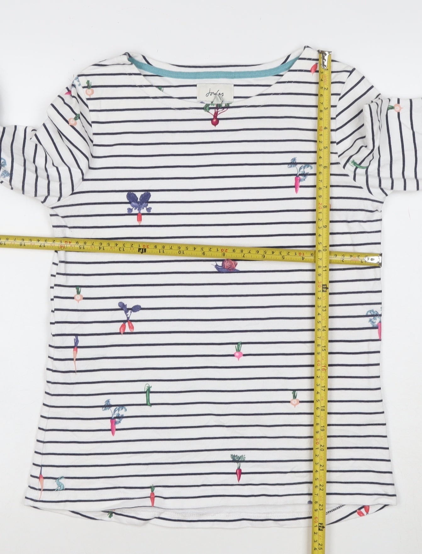 Joules Womens White Striped Long Sleeve Cotton T-Shirt Size 10