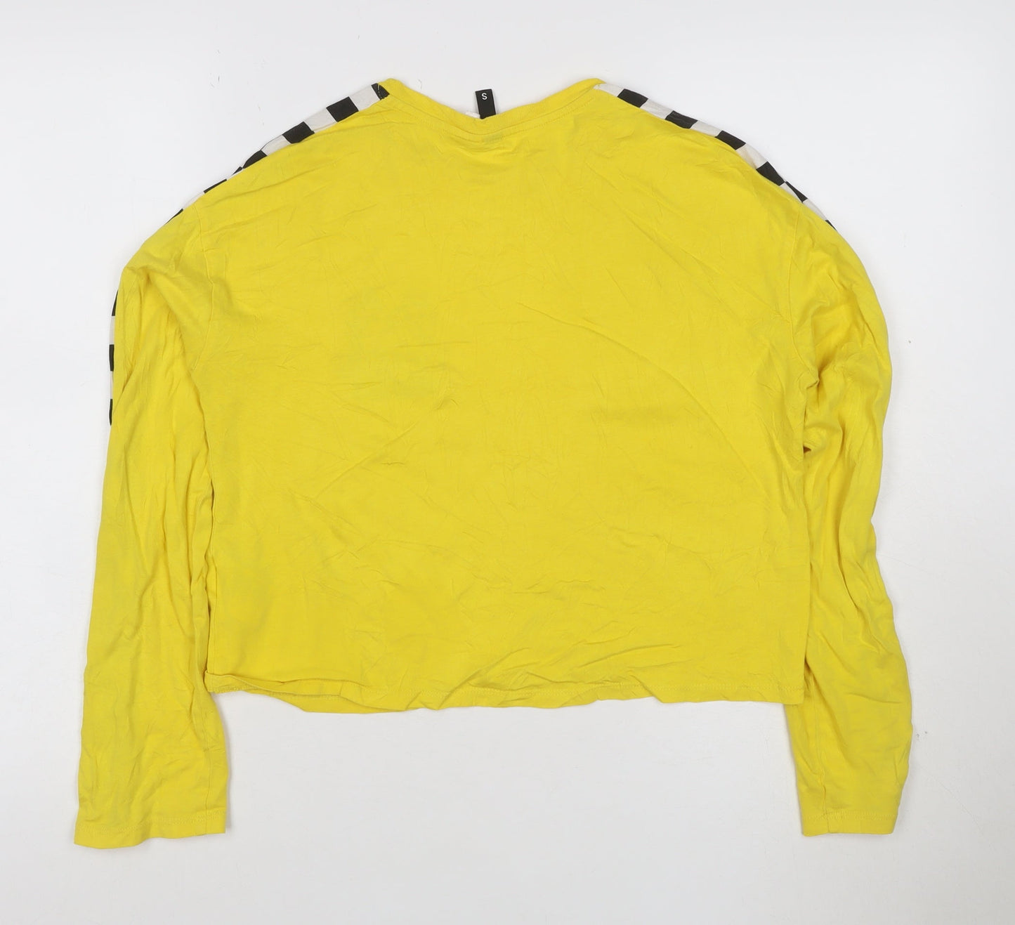 H&M Divided Women's Yellow Cropped Long Sleeve Racing T-Shirt - Size S